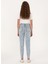Yüksek Bel Geniş Paça Mom Fit Açık Indigo Kadın Denim Pantolon Lulya 4