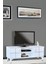 Lena TV Sehpası Beyaz 2 Kapaklı Gold Halkalı Kulplu Yerden Yüksek 130x36x50 Cm 1