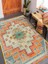 Vitage Harman Motif Etnik Desenli Eskitme Model Dokuma Taban Kilim 1
