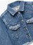 Uzun Kollu Taş Detaylı Cepli Pamuklu Denim Ceket 3