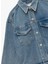 Klasik Yaka Uzun Kollu Pamuklu Düğmeli Cepli Taşlı Denim Ceket 3