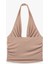 Drapeli Degaje Yaka Kolsuz Slim Fit Crop Bluz 2