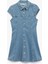 Kısa Kollu Düğmeli Gömlek Yaka Mini Denim Elbise 1