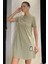 Kadın Bisiklet Yaka Arma Detaylı T-Shirt Elbise P-00003410 2