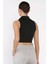 Kadın Ön Fermuarlı Likralı Crop Top Bluz P-00017761 3