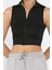 Kadın Ön Fermuarlı Likralı Crop Top Bluz P-00017761 4