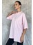Kadın Bisiklet Yaka Yan Yırtmaç Detaylı Salaş T-Shirt P-00003411 2