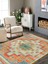 Vitage Harman Motif Etnik Desenli Eskitme Model Dokuma Taban Kilim 2
