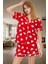 Yazlık %100 Pamuklu Pijama Takımı Kalpli Desenli Kısa Şort ve Gömlek Zarifane Tasarım 1