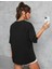 Kadın Siyah Yüz Baskı Detaylı Oversize T-Shirt 2