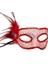 Bfs Kırmızı Renk Yandan Tüylü Pul Payet Işlemeli Parti Maskesi 23X12 cm 2