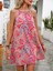 Kadın Omuzlardan Açık Boyundan Askılı Çok Renkli Dokuma Elbise Pembe-2xl-3xl 4