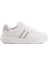 Beyaz Gümüş Bağcıklı Unisex Cilt Spor Ayakkabı 163 G 1