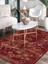 Vitage Kırmızı Etnik Desen Eskitme Model Dokuma Taban Kilim 2