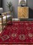 Vitage Kırmızı Etnik Desenli Eskitme Model Dokuma Taban Kilim 2