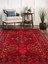 Vitage Kırmızı Etnik Desenli Eskitme Model Dokuma Taban Kilim 2