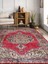 Vitage Kırmızı Göbekli Klasik Eskitme Model Dokuma Taban Kilim 3