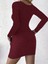 Kadın Uzun Kollu Yakası Açık Düğme ve Cep Detaylı Kısa Şardonlu Kaşkorse Elbise 2xl-3xl-Bordo 2