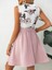 Kadın Sıfır Kollu V Yakalı Çiçek Baskılı Beli Kuşaklı Dalgıç Elbise Pembe-L-Xl 3