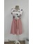 Kadın Sıfır Kollu V Yakalı Çiçek Baskılı Beli Kuşaklı Dalgıç Elbise Pembe-L-Xl 5