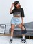 Kadın California Baskılı Oversize Crop T-Shirt 3