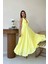 Sarı Askılı Keten Elbise L-Sarı 1