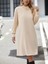 Kadın Uzun Kollu Balıkçı Yaka Kısa Şardonlu Dalgıç Elbise 2xl-3xl-Bej 1