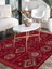 Vitage Kırmızı Etnik Desenli Eskitme Model Dokuma Taban Kilim 1