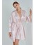Kadın Pudra Saten Çeyiz Seti 6 Parça Dantelli Sabahlık Gecelik Pijama Şortlu Takım 1