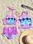 Kız Çocuk Karakter Baskılı Eteği Fırfırlı- Ip Bağlamalı Çanta Mayo Bikini 3 Lü Takım 1