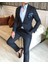 İtalyan Stil Slim Fit Çizgili Erkek Ceket Pantolon Takım Elbise Koyu Lacivert T4896 3