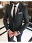 İtalyan stil slim fit çizgili erkek ceket pantolon takım elbise Siyah T4900 2
