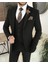 Italyan Stil Slim Fit Erkek Ceket Yelek Pantolon Takım Elbise Kahverengi T8073 2
