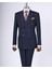 Italyan Stil Slim Fit Çizgili Kruvaze Ceket Pantolon Takım Elbise Lacivert T9501 1