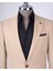 İtalyan stil slim fit mono yaka ceket pantolon takım elbise camel T11545 2
