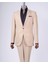 İtalyan stil slim fit mono yaka ceket pantolon takım elbise camel T11545 5