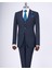 Italyan Stil Slim Fit Ceket Yelek Pantolon Takım Elbise Lacivert T11393 1