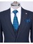 Italyan Stil Slim Fit Ceket Yelek Pantolon Takım Elbise Lacivert T11393 2