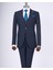 Italyan Stil Slim Fit Ceket Yelek Pantolon Takım Elbise Lacivert T11393 5