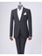Italyan Stil Slim Fit Çizgili Ceket Beli Bağlamalı Pantolon Takım Elbise Siyah T11791 1