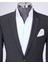 Italyan Stil Slim Fit Çizgili Ceket Beli Bağlamalı Pantolon Takım Elbise Siyah T11791 2