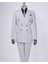 Italyan Stil Slim Fit Desenli Kruvaze Ceket Pantolon Takım Elbise Gri T11799 1