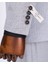 Italyan Stil Slim Fit Desenli Kruvaze Ceket Pantolon Takım Elbise Gri T11799 3