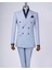İtalyan Stil Slim Fit Erkek Kruvaze Ceket Pantolon Takım Elbise Mavi T12982 4