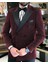 Italyan Kesim Erkek Ceket Pantolon Damatlık Set Bordo T7482 2