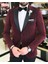Italyan Kesim Erkek Ceket Pantolon Damatlık Set Bordo T7497 2