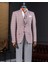 Klasik Kesim Regular Fit Mono Yaka Ekose Erkek Ceket Pembe T11526 1