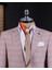 Klasik Kesim Regular Fit Mono Yaka Ekose Erkek Ceket Pembe T11526 2