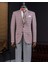 Klasik Kesim Regular Fit Mono Yaka Ekose Erkek Ceket Pembe T11526 4