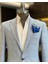 İtalyan stil slim fit ekose erkek ceket mavi T12548 2